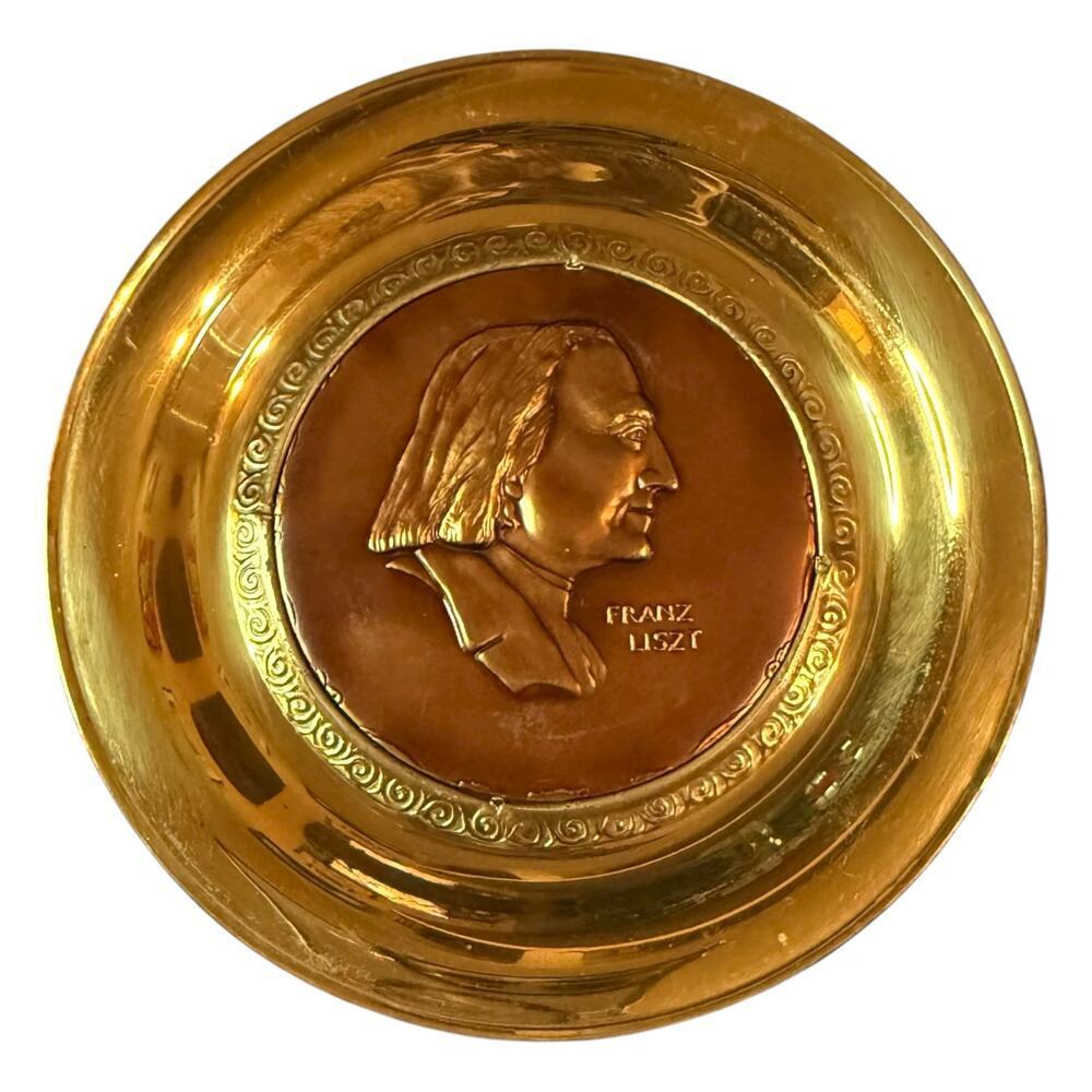 Vintage Brass Franz Liszt Wall Plate High Polish Made in England